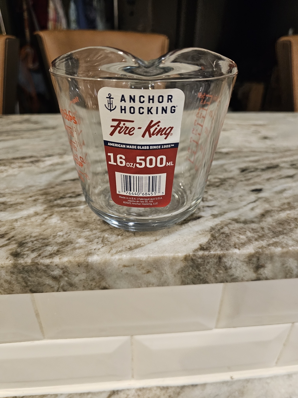 Anchor Hocking Clear Glass Measuring Cup with Red Label